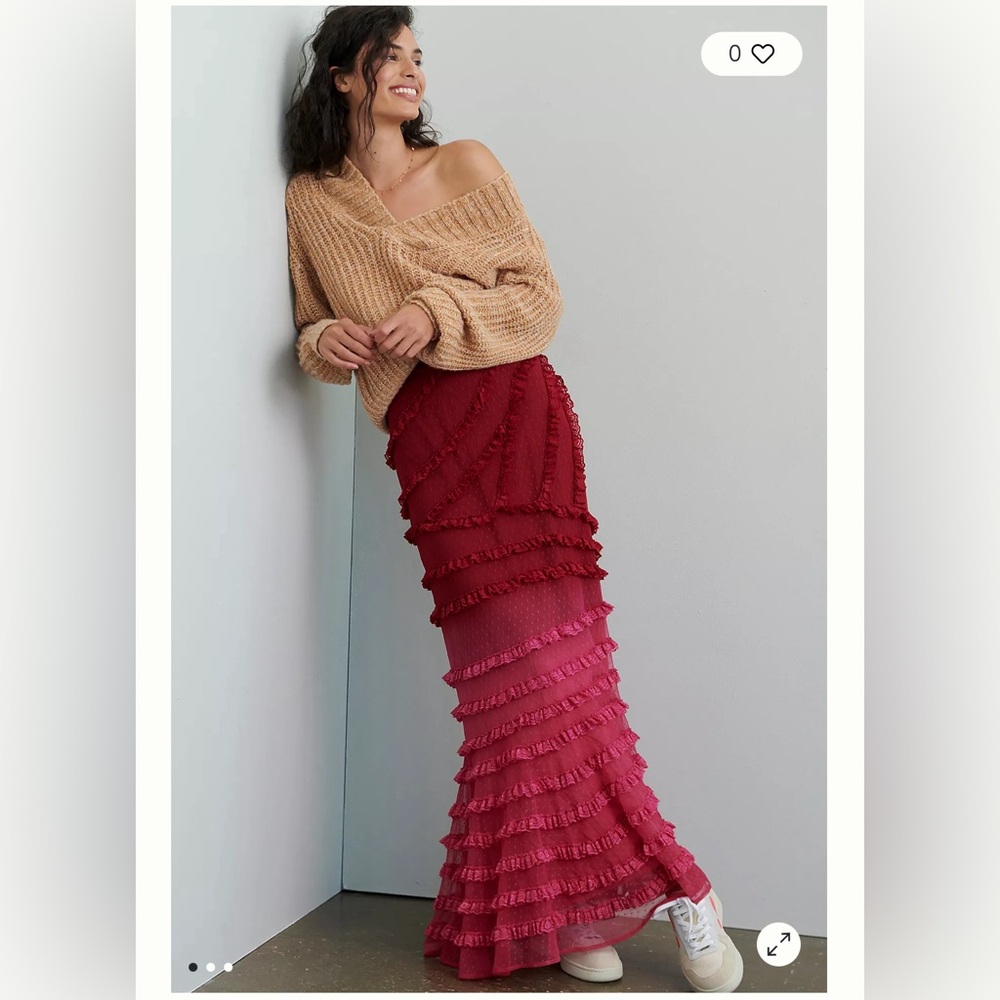 Anthropologie | Seen Worn Kept | Jemma Ruffled Tulle Maxi Skirt | Size XS